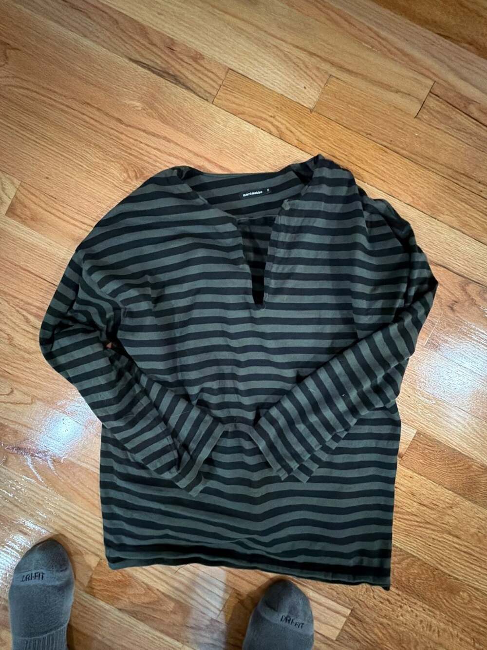 Marimekko Striped Long Sleeve Top Size XS Black Green